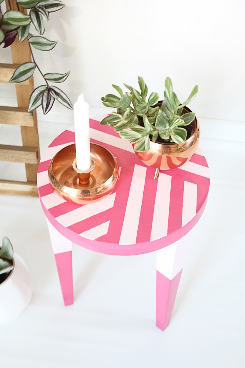 Hello Lidy DIY pink painted stool makeover