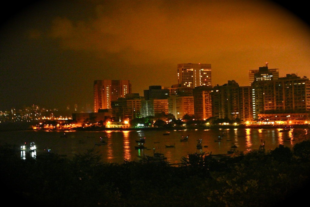 India- A glimpse of Nariman Point at night.