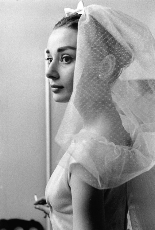 Audrey Hepburn photographed on the set of Funny Face (1957)