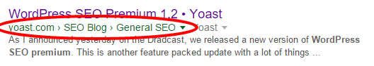 How breadcrumbs may appear in the SERPs