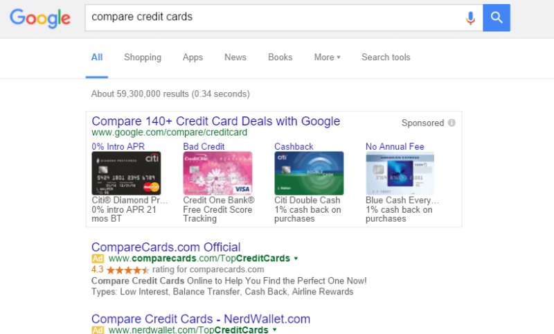 google compare credit cards