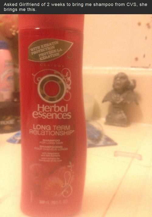 long term relationship,girlfriend,shampoo