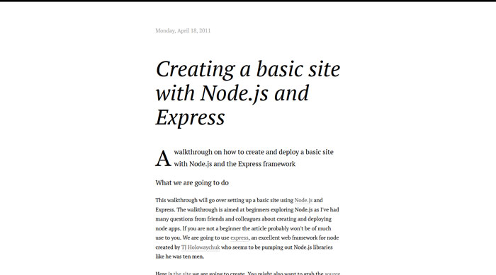 Creating a basic site with Node.js and Express