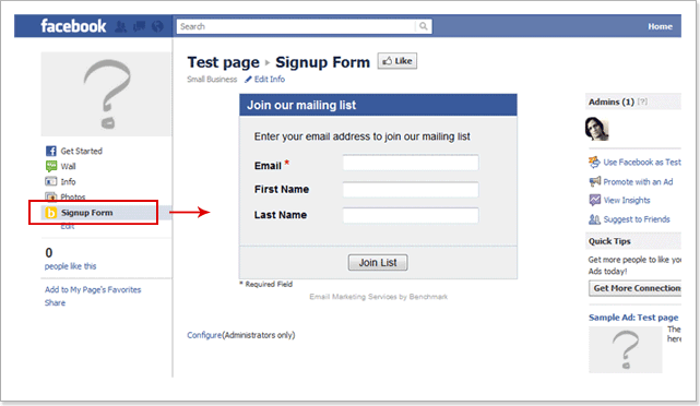 Unconventional Facebook advertising strategies signup forms
