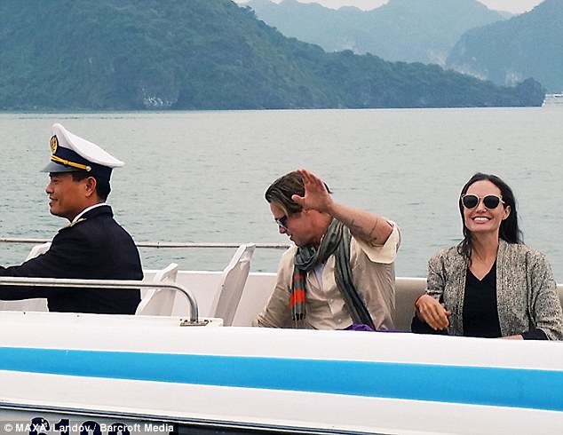 Wild ride: The couple, who has been together since 2005 took a private boat ride along Halong Bay where they got into the small canoe and explored caves in the area