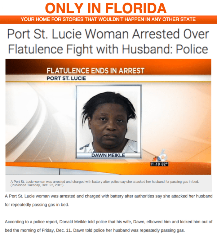 funny fail image florida woman attacks husband over farting