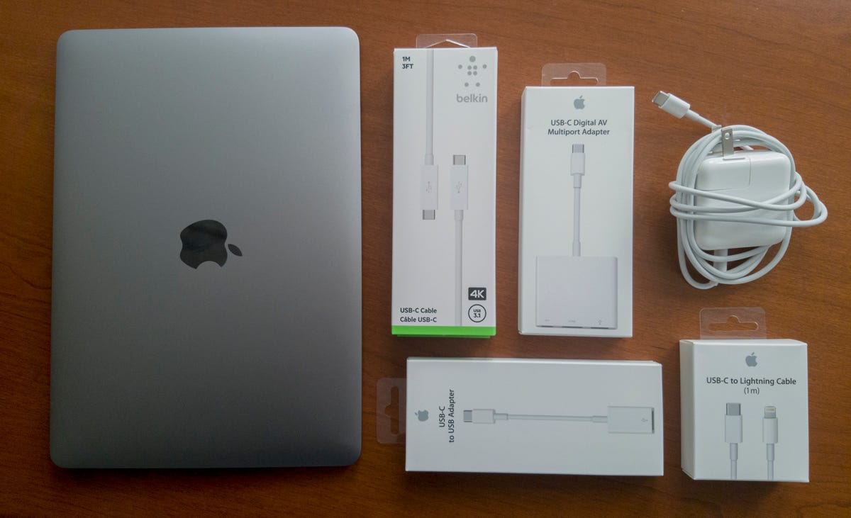 macbook with usb c adapters