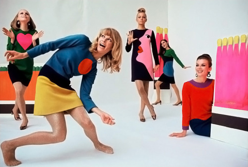the60sbazaar: 1966 Yves Saint Laurent pop art dresses