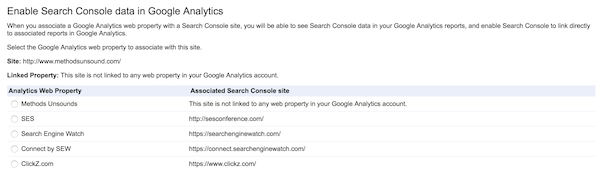 Search Console Google Analytics Property