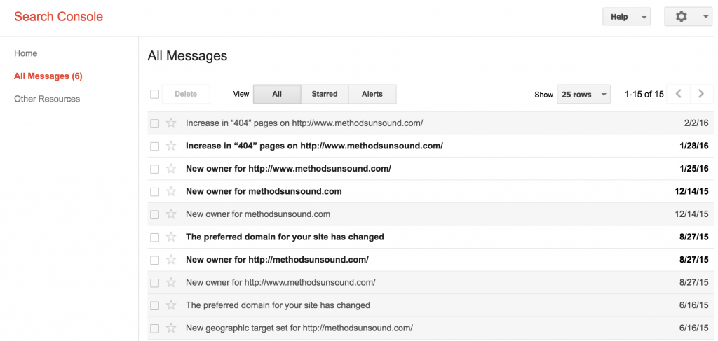 Search Console All Messages