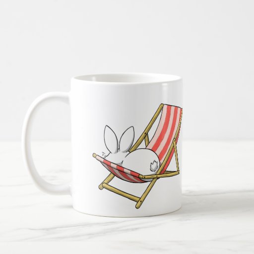 A bunny and a deckchair coffee mug