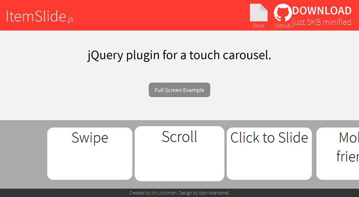 ItemSlide.js - jQuery plugin for a touch carousel