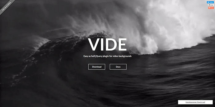 Vide: Easy as hell jQuery plugin for video backgrounds