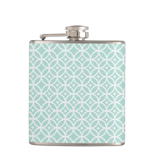 Light Blue and White Circle and Star Pattern Flask