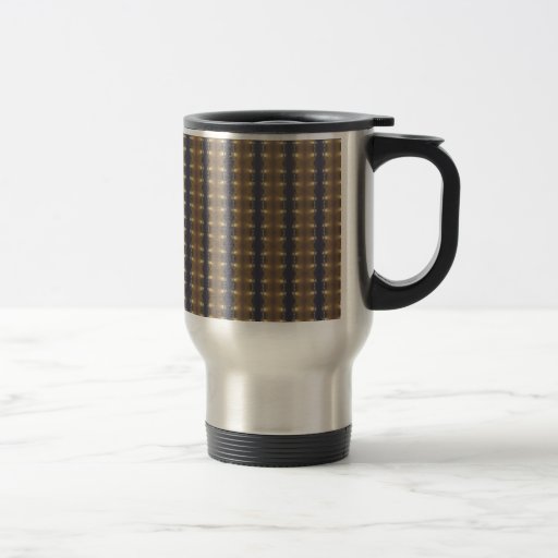 Classic Black Brown Gold Stripes and Squares Travel Mug