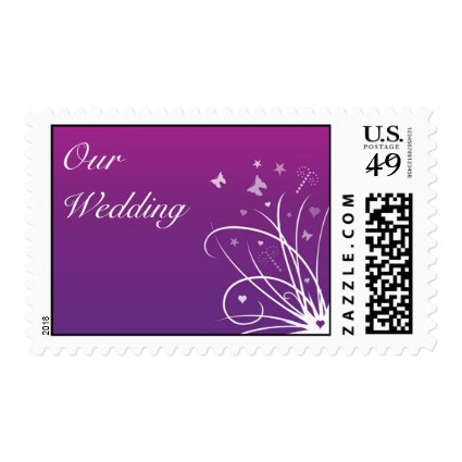 Wedding Postage Stamp - Purple Butterfly Swirl