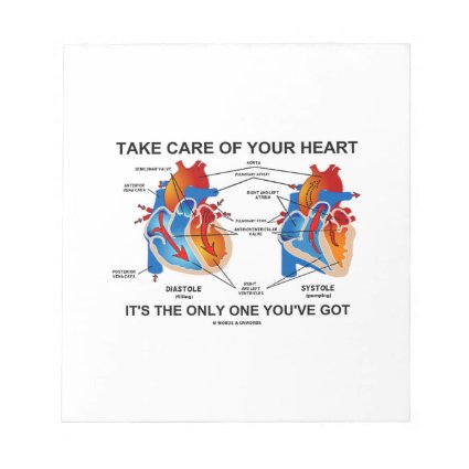 Take Care Of Your Heart It's Only One You've Got Memo Notepad