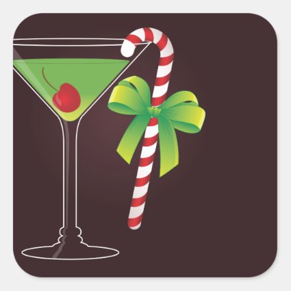 Candy Cane Cocktail Christmas Stickers