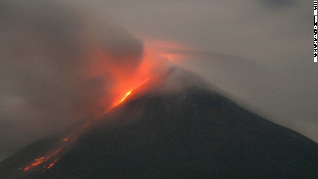 Western Mexico's Colima volcano emits lava in October 2004. The Global Volcanism Program reported "a bright thermal anomaly" as well as gas emission in November.