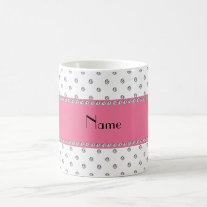 Personalized name white diamonds coffee mug