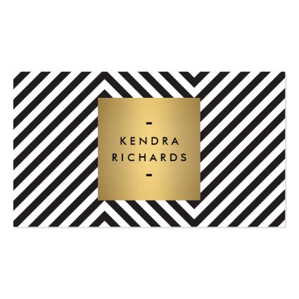 Retro Black and White Pattern Gold Name Logo Business Card Templates