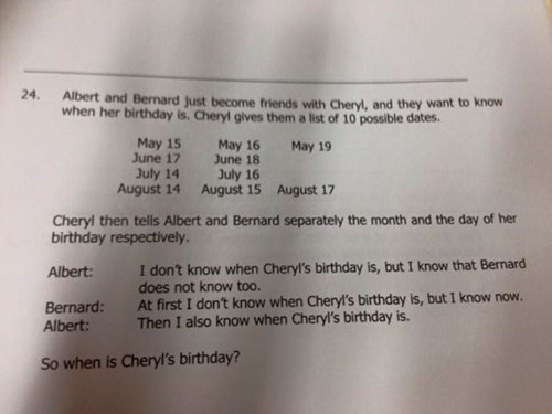 cheryl's birthday logic problem