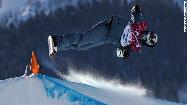 Snowboarder Jan Scherrer of Switzerland competes during the slopestyle semifinals.