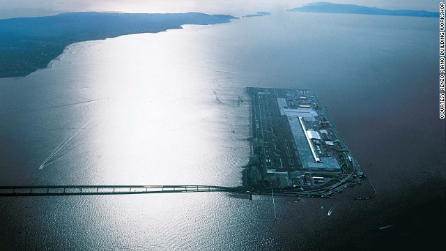 Architect Renzo Piano won an architecture competition in 1988 to design an airport on a man-made Japanese island near Osaka that didn't yet exist. (It does now.)