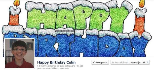 Página para felicitar a Colin