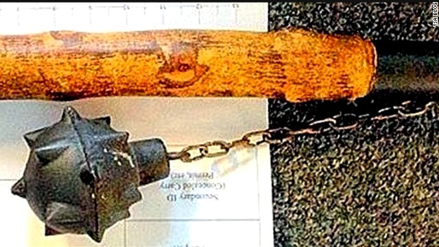 A mace was one of the more menacing items confiscated. Would love to have heard the explanation for this one.