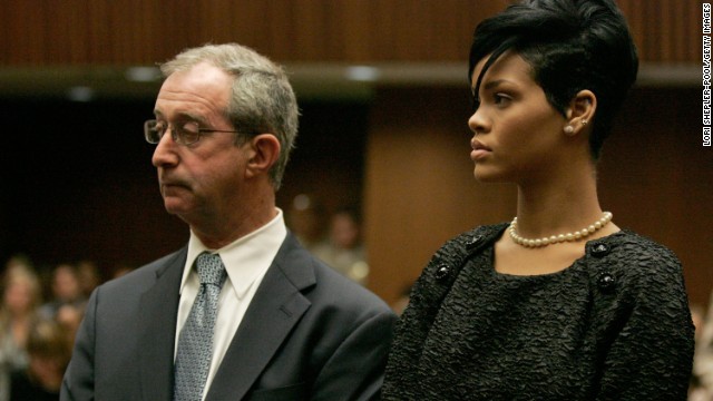 <strong>June 2009: </strong>The judge asked Rihanna to appear in court to hear <a href='http://ift.tt/1ovrwUH'>details of the order requiring Brown to stay 50 yards away from her</a> -- 10 yards if the two appeared at the same industry event together. Here she appears with her attorney, Donald Etra.