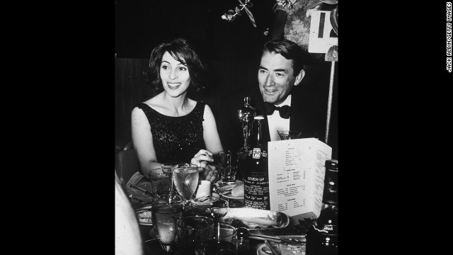 Gregory Peck's performance as lawyer Atticus Finch in the film of Harper Lee's novel, "To Kill a Mockingbird," was a standout to academy voters. He beat out some stiff competition for best actor: Peter O'Toole for "Lawrence of Arabia" and Burt Lancaster for "Birdman of Alcatraz." Here Peck and his wife, Veronique, attend an Oscar after-party in 1963.