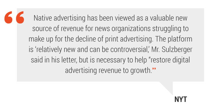 Native advertising quote New York Times