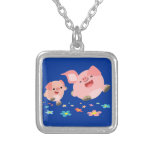 It's Spring!!-Two Cute Cartoon Pigs Necklace
