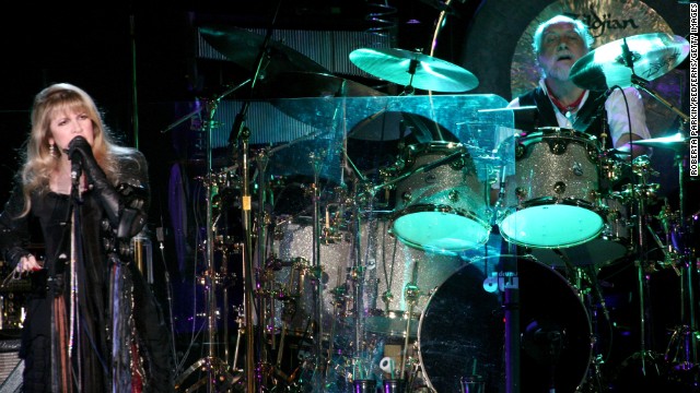 Stevie Nicks and Mick Fleetwood play at Wembley Arena in 2009. 