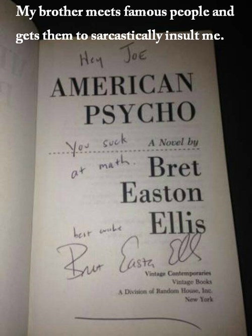 books,bret easton ellis,famous people,autographs,brothers