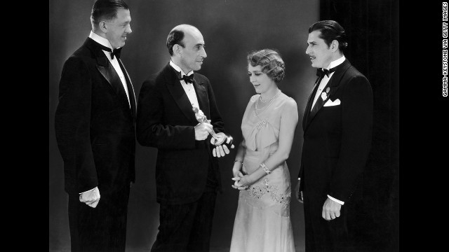 Warner Baxter, right, earned the best actor Oscar for his role as the Cisco Kid in "In Old Arizona" (1929). Baxter appears here with best actress winner Mary Pickford at the April 1930 awards ceremony, which recognized films made between August 1, 1928, and July 31, 1929. Baxter loved the role so much he reprised it twice more, in "The Cisco Kid" (1931) and again in "The Return of the Cisco Kid" (1939).