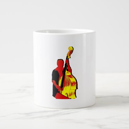 Upright Bass Player Image Design Red and Yellow 20 Oz Large Ceramic Coffee Mug