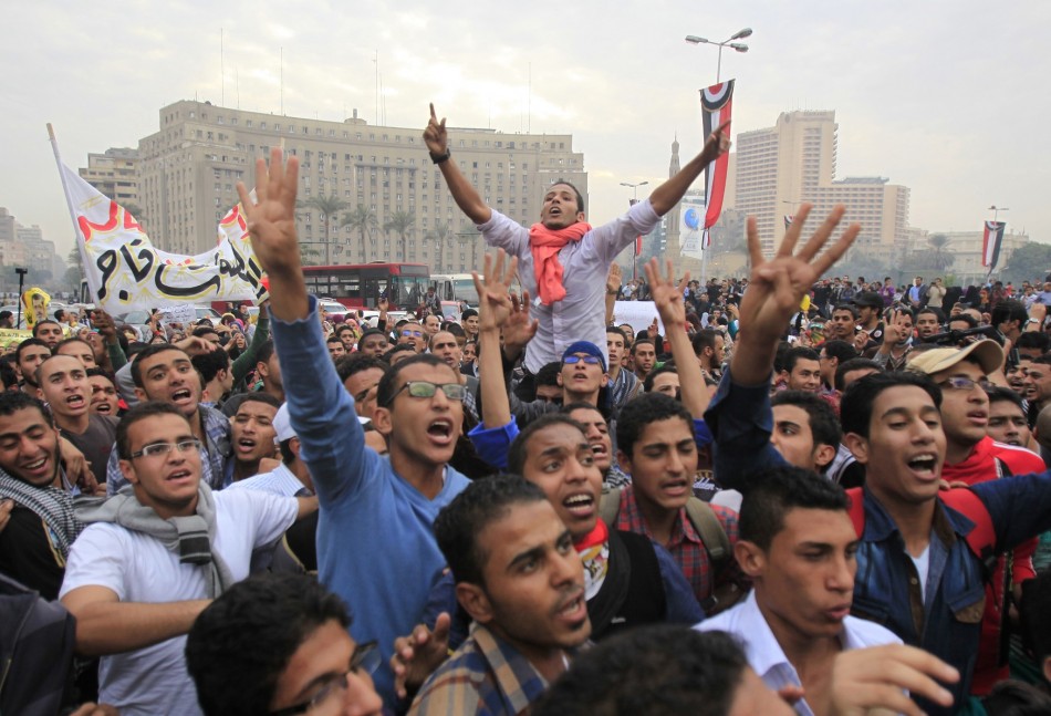 Pro-Morsi university students and supporters of the Muslim Brotherhood occupy Tahrir Square for the first time since the removal of President Mohamed Mursi in Cairo.