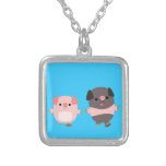 Cute Cartoon Pigs On a Walk Necklace