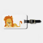 Cute Awake Cartoon Lion Luggage Tag