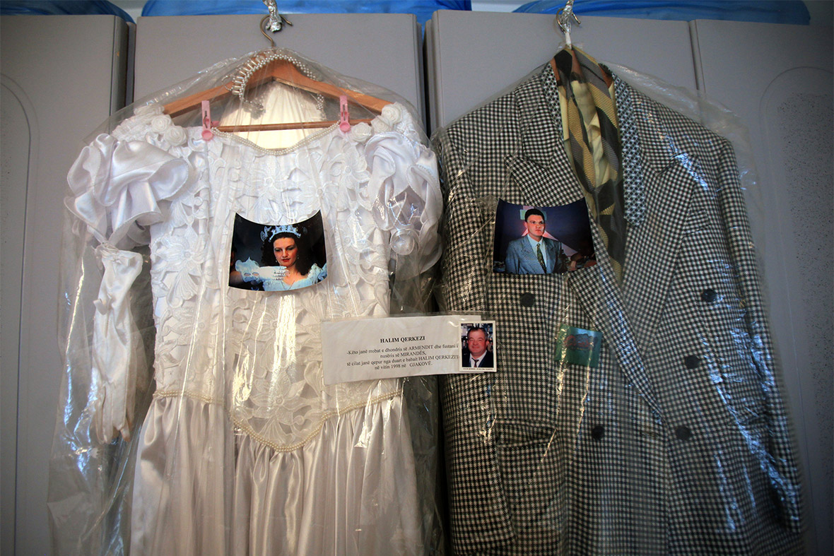The wedding dress and suit of Armend and Miranda Cerkezi hang in a bedroom at Armend's mother Ferdonije Cerkezi's house in the town of Gjakova. Cerkezi has transformed her house into a museum filled with items owned by her husband and four sons, who went missing after Serbian forces took them away 15 years ago on March 27, 1999, during the Kosovo war. Only the remains of two of them have been found, identified and reburied. Armend is still missing