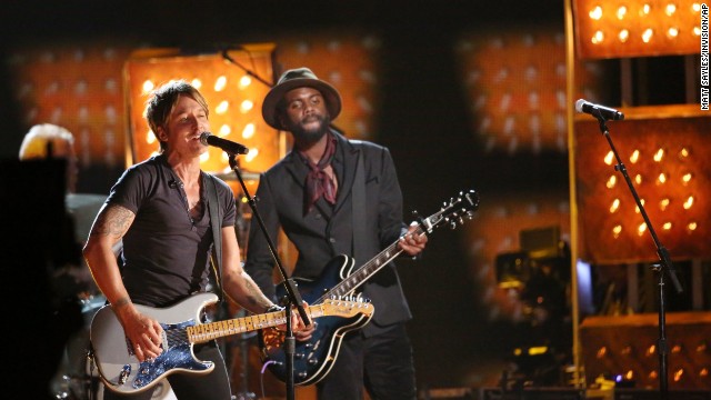 Country star Keith Urban, left, and Gary Clark Jr. perform "Cop Car."