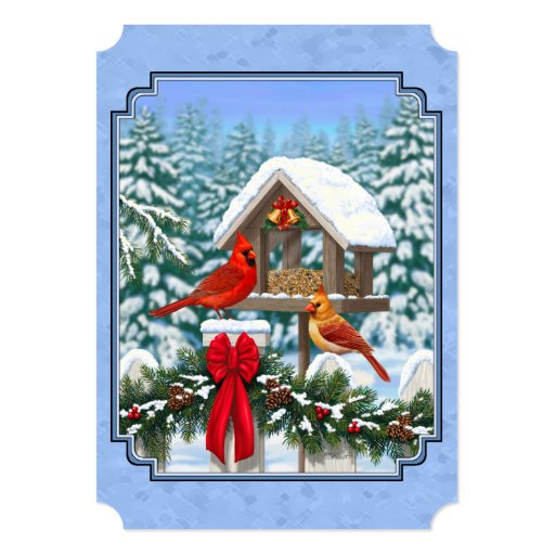 Cardinals and Holly 5x7 Paper Invitation Card