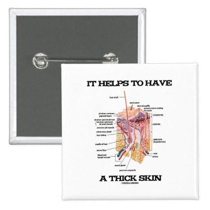 It Helps To Have A Thick Skin (Anatomy Humor) 2 Inch Square Button