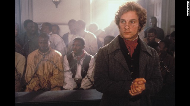 Actor Matthew McConaughey is heavily favored to win the best actor Oscar on Sunday for his role in "Dallas Buyers Club." Here is a look at McConaughey's career, starting with the 1997 film "Amistad," pictured.