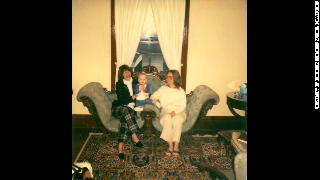An undated photo of Blair, left, and Hillary Clinton with a young Chelsea Clinton.