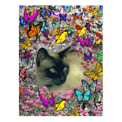 Stella in Butterflies Chocolate Point Siamese Cat Postcards