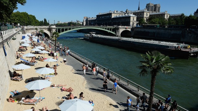 Who needs the French Riviera? Around 5,000 tons of sand is spread along the river Seine each summer, with live jazz, giant sprinklers, and dozens of palm trees transforming the French capital into a tropical oasis -- or as near enough as you're going to get this far from the Mediterranean.