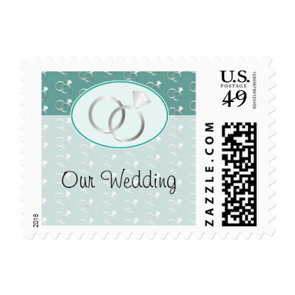 Mint Green Wedding Rings Pattern Postage Stamp